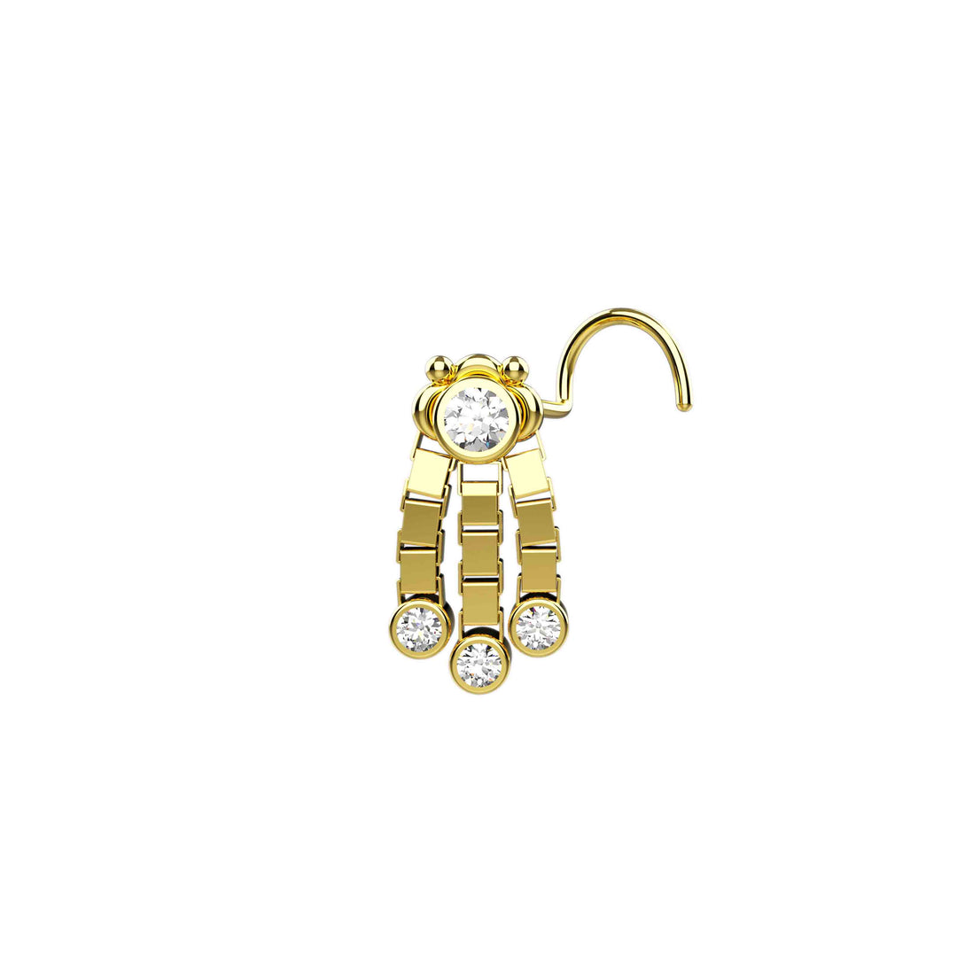 dangle chain gold nose studs