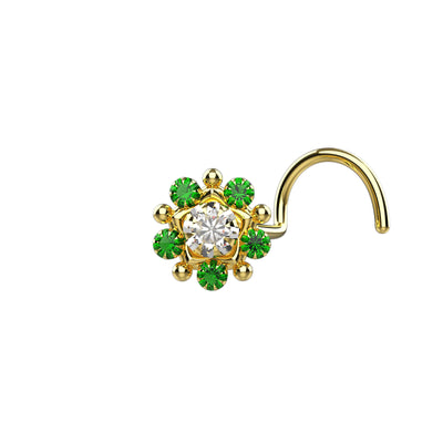 Floral nose rings stud gold 