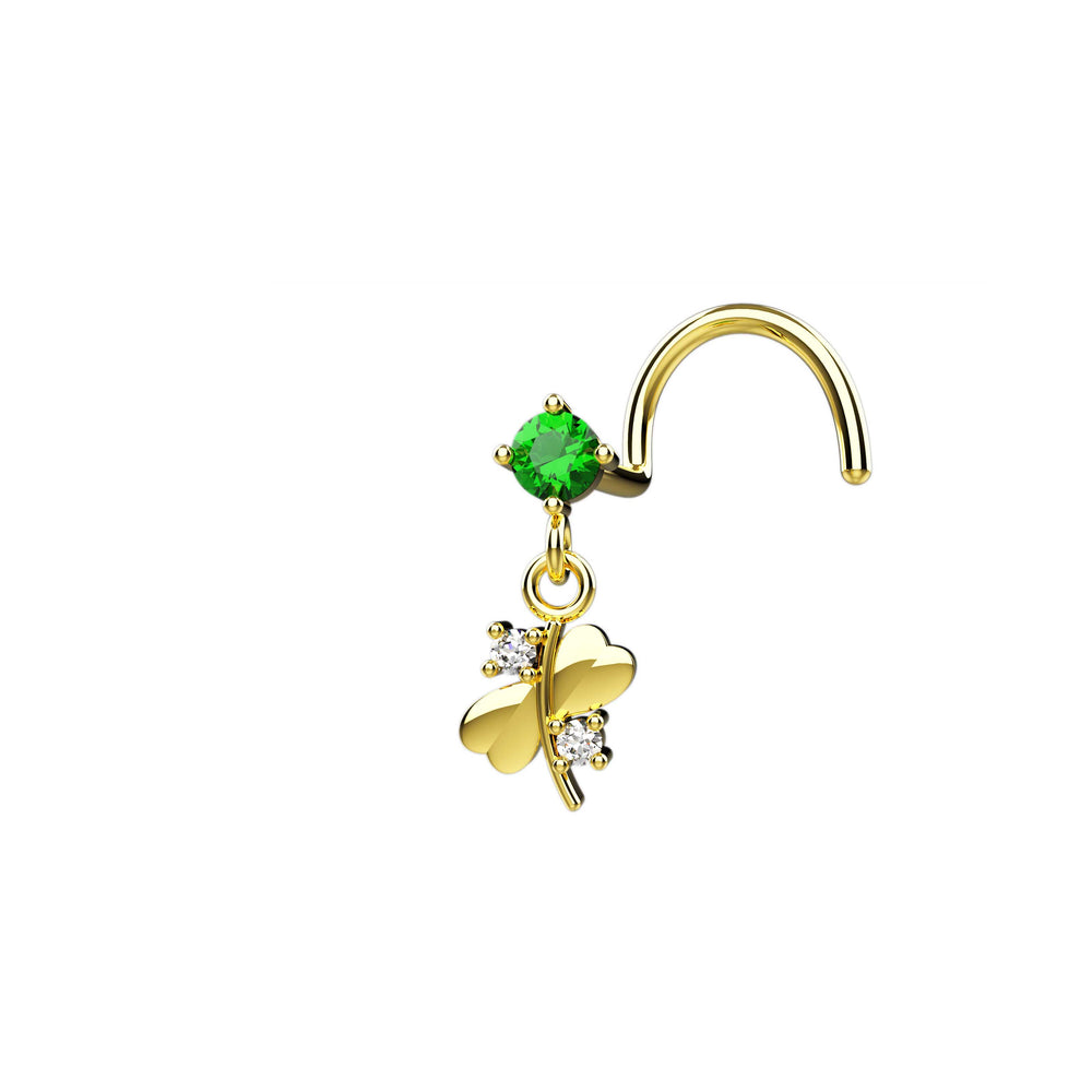 Emerald gems dangle nose ring