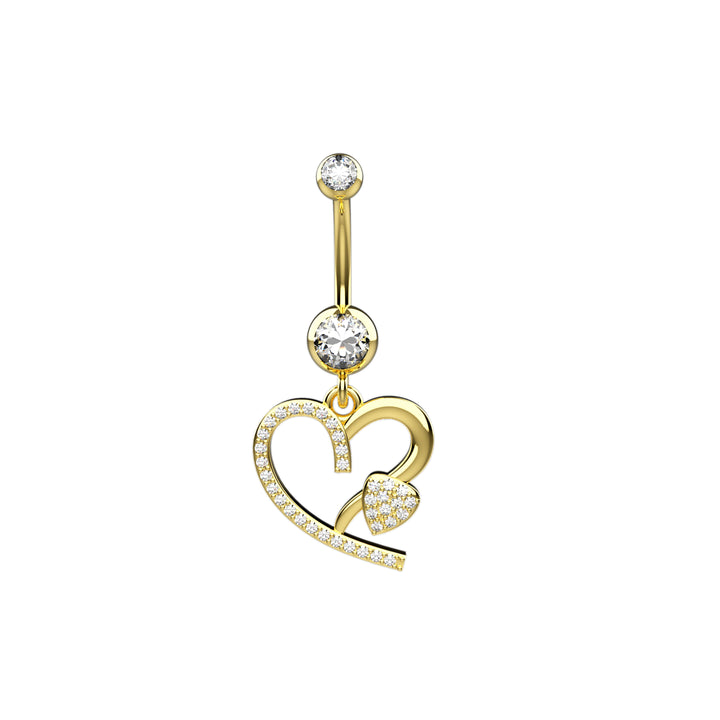 CZ Diamond Heart Belly Ring Piercing Navel Ring