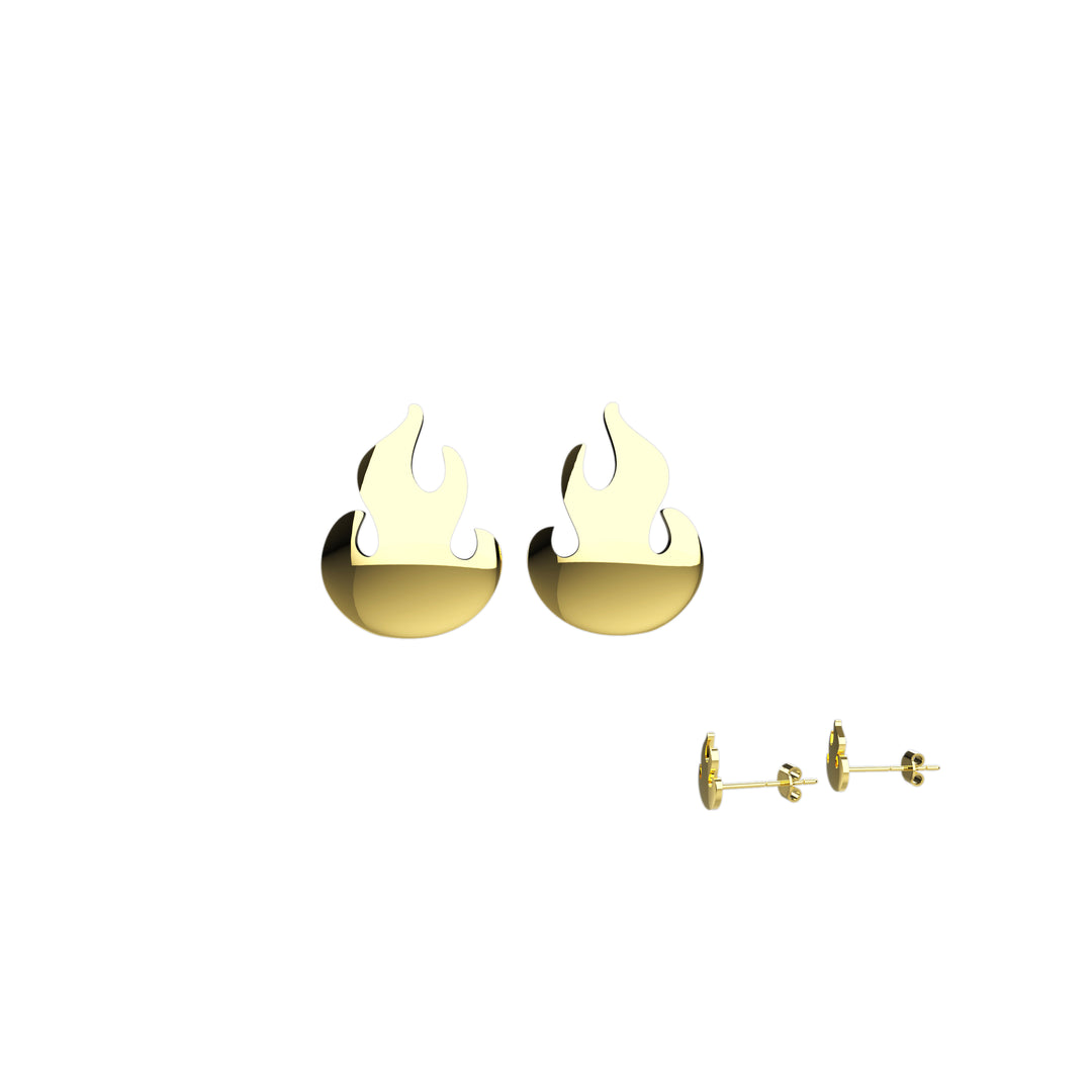 Gold Flame Stud Earrings