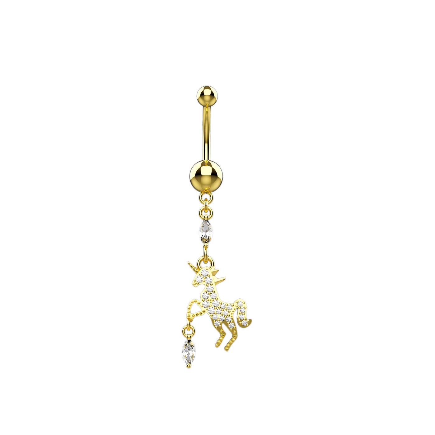 925 Silver Dangling Horse Belly Button Ring