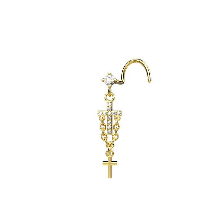 Jesus Cross Chain Nose Stud