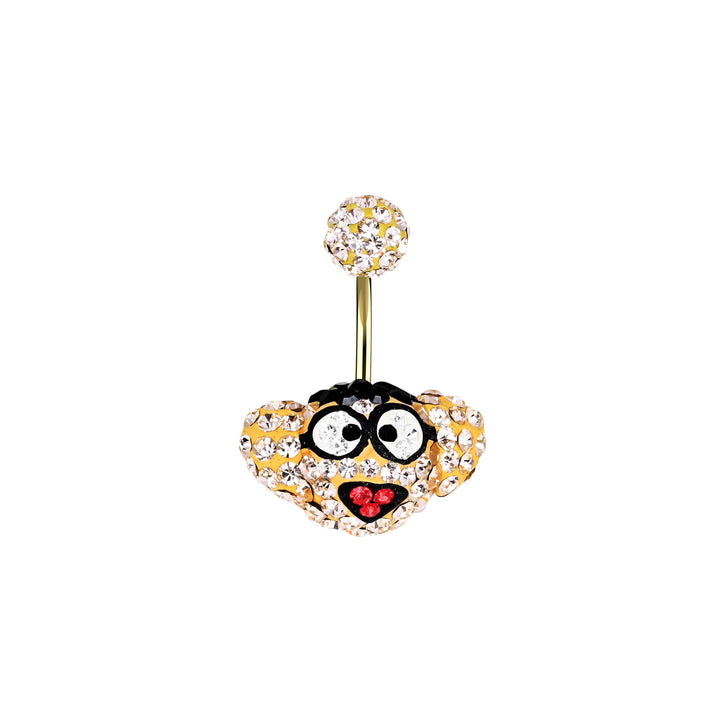 Owl Faced Rhinestone Belly Button Ring