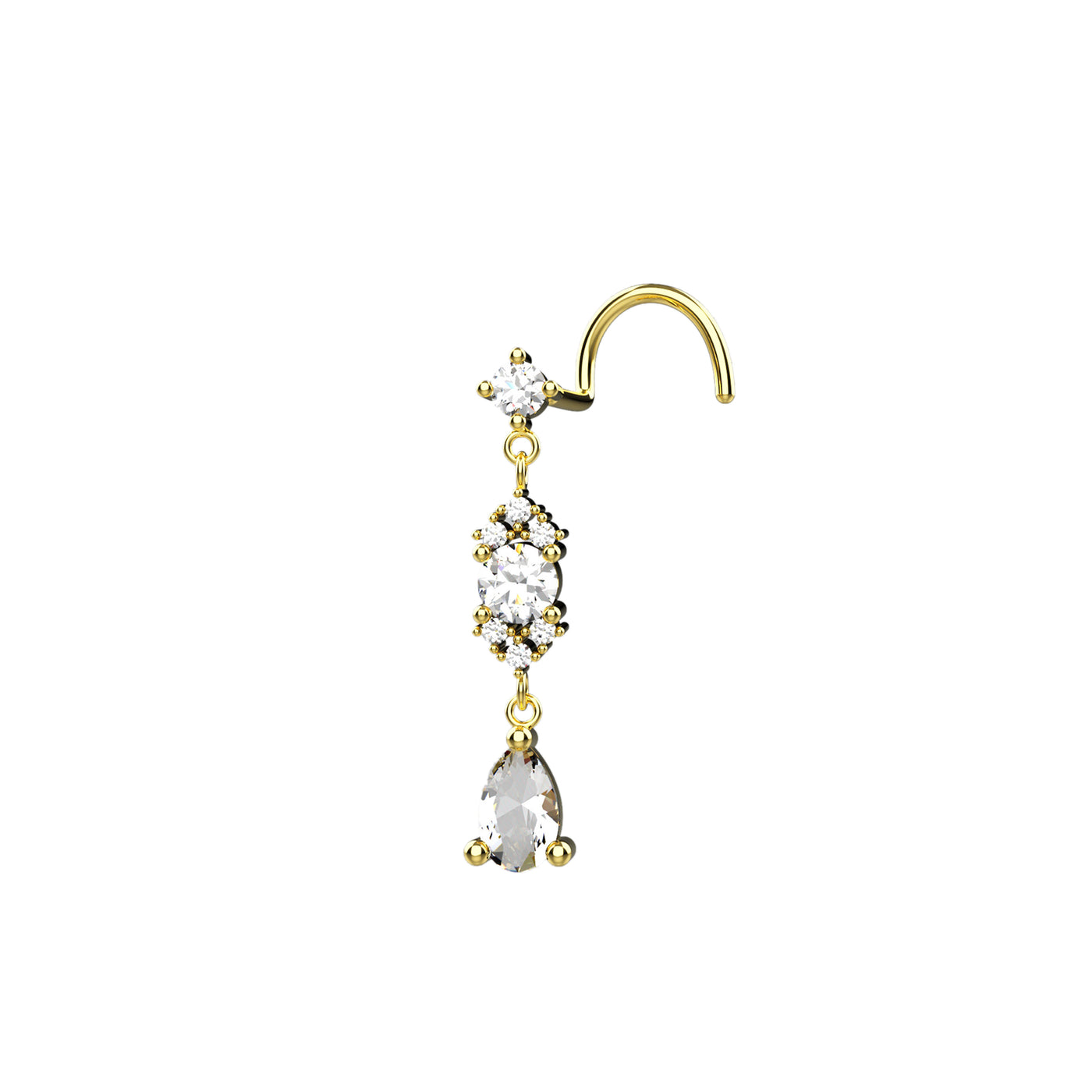Crystal Clear Drop Dangle Nose Stud