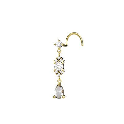 Crystal Clear Drop Dangle Nose Stud