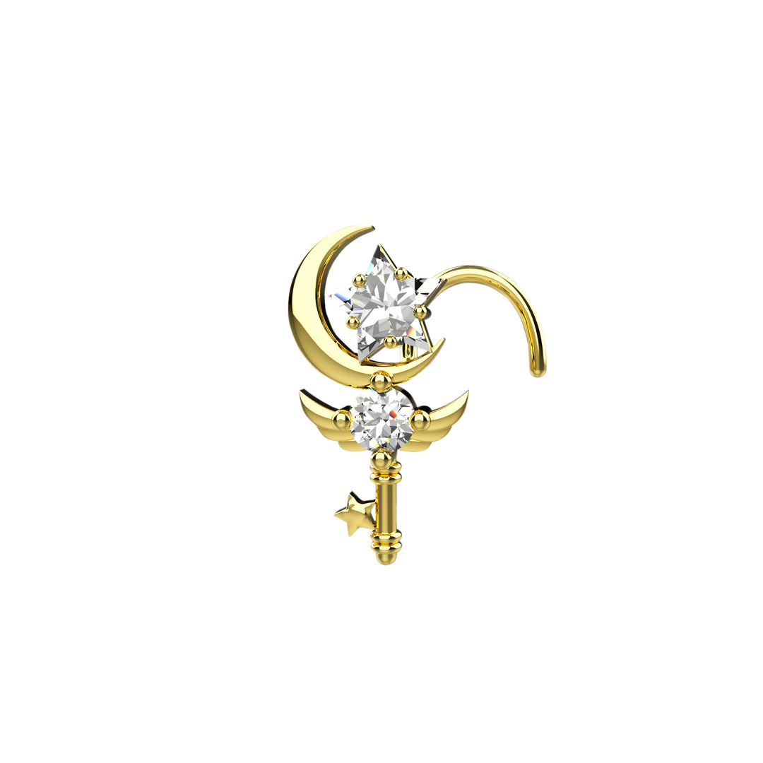 diamond and gold nose stud