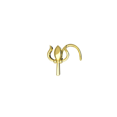 Trident Hindu Symbol Gold Nose Stud