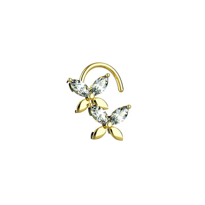 double butterfly gold nose ring