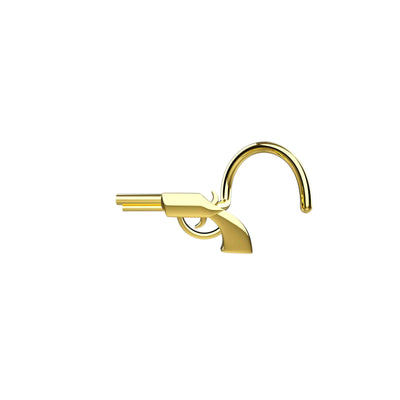 Small Sparkle Pistol Gold Plated Nose Stud