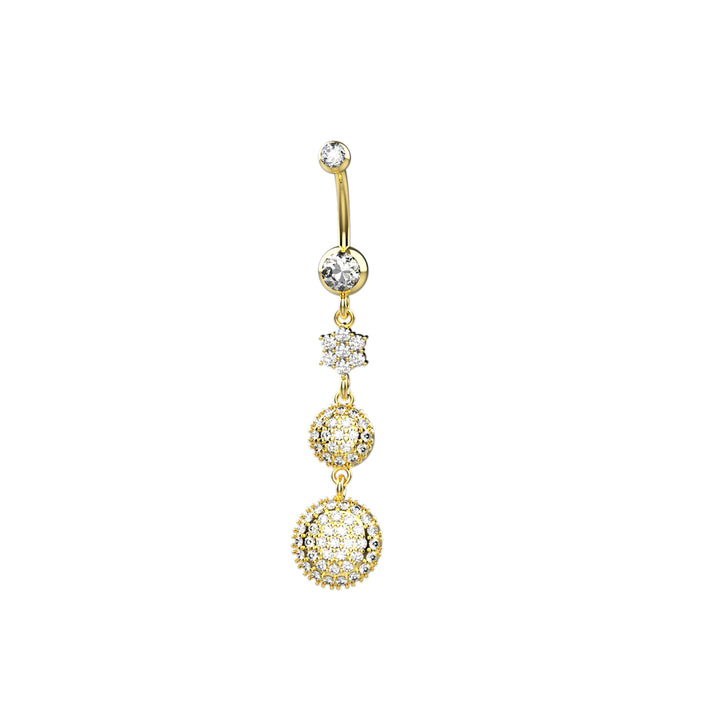 Crystal Gems Double Round Belly Button Ring