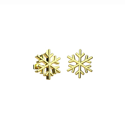 Gold Finish Snowflake Earring Studs