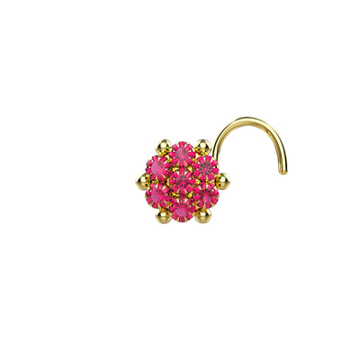 hot pink sapphire nose ring in gold