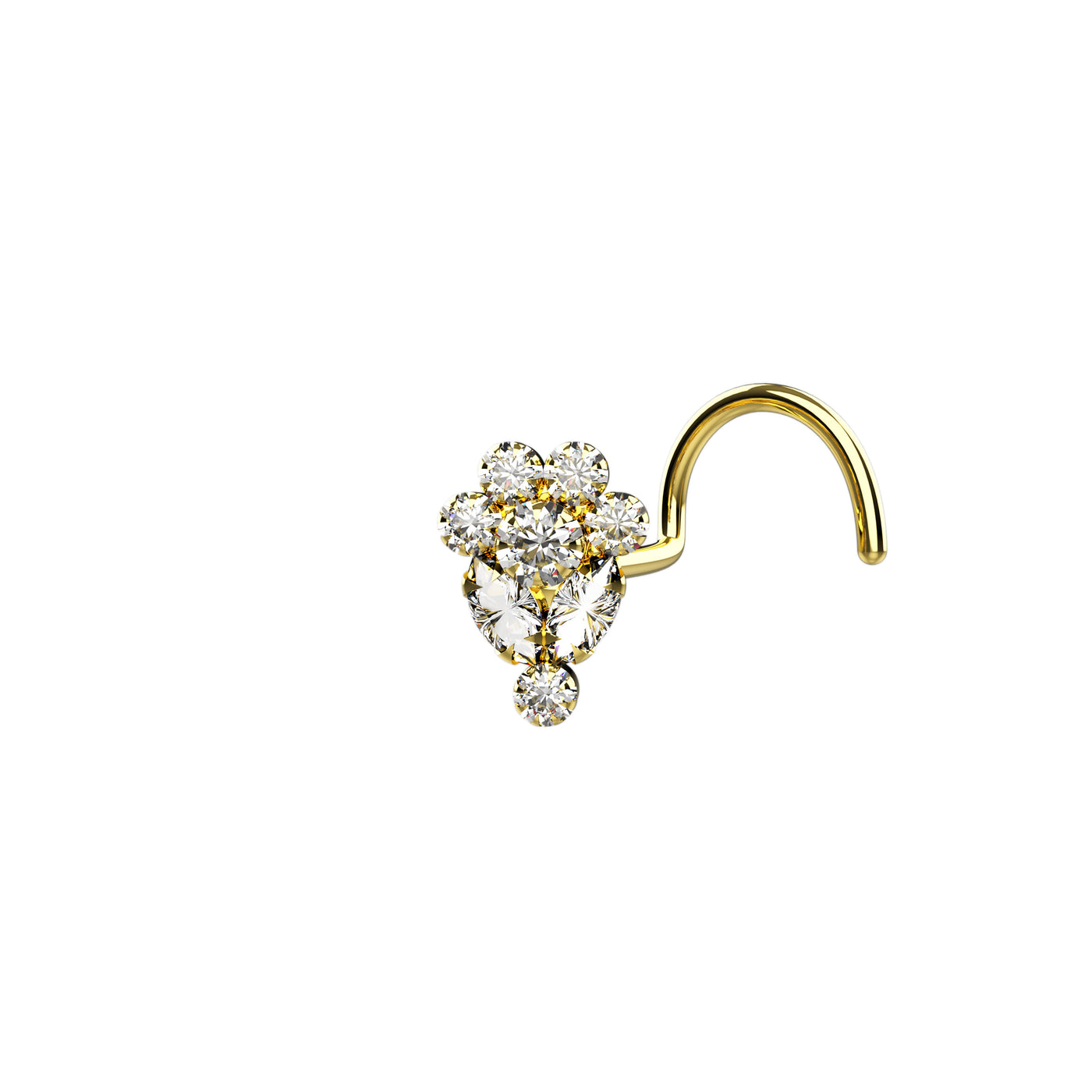 Cubic Zircon Gold Plated Indian Nose Stud