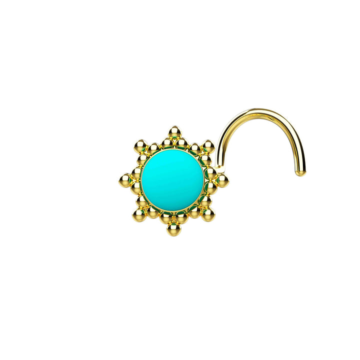 solid gold bluestone nose stud