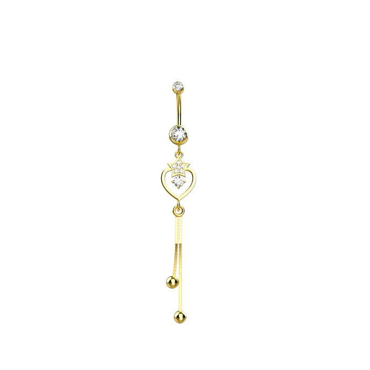 Heart Shaped Dangling Belly Button Ring