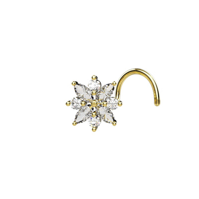 Gold floral nose pin