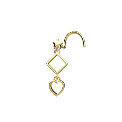 heart nose ring gold