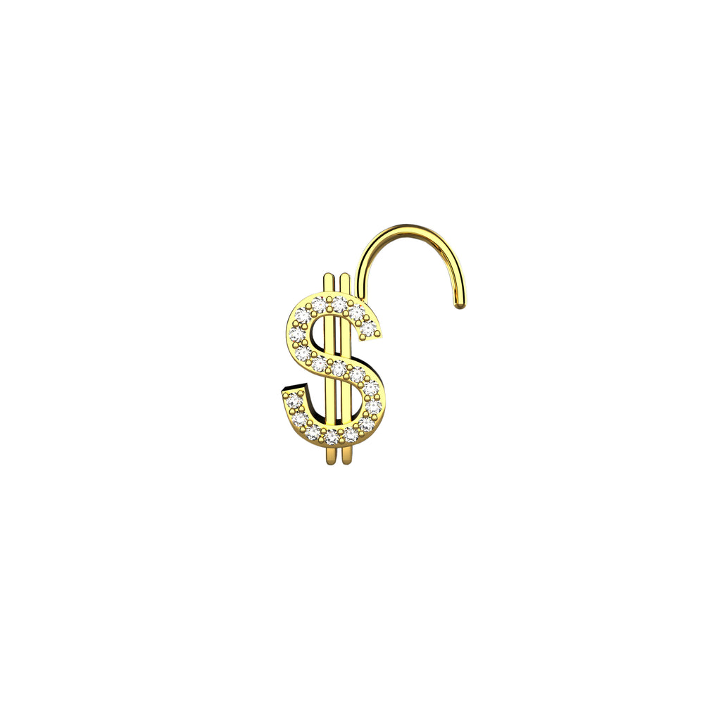 gold nose ring with dollar sign – stylish piercing accessory