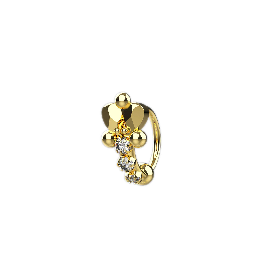 Crystal hoop nose rings gold 