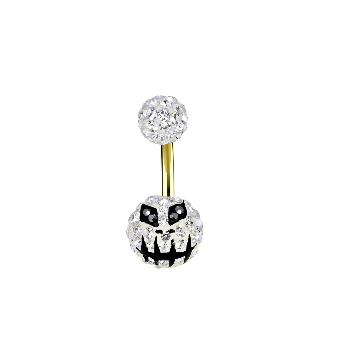 Halloween Pumpkin Crystal Ball Belly Stud