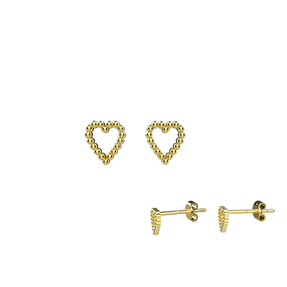 Gold Plated Heart Studs Earrings 