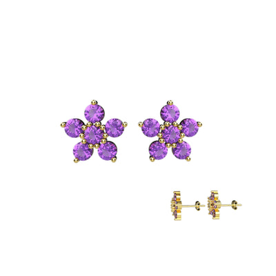 Flower Cluster Earrings Stud in 14K Gold 