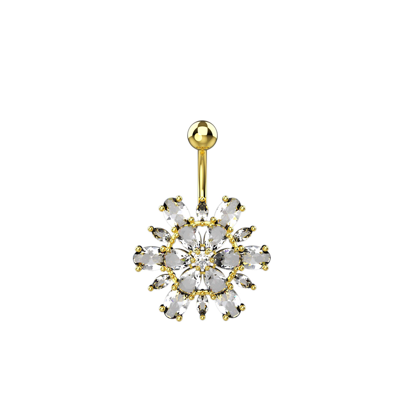 Flower Shaped Silver Belly Button Ring