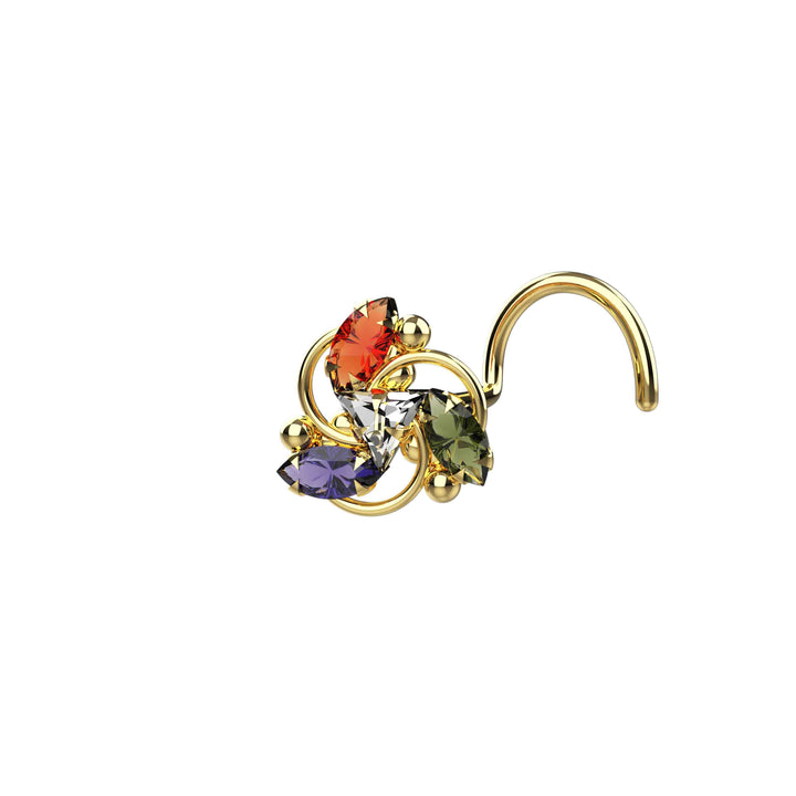 multicolor gemstone nose studs