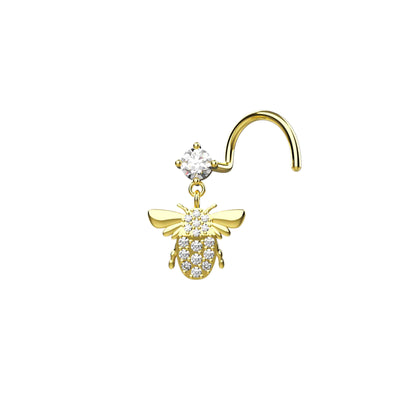 Diamond Bee Gold Plated Nose Stud