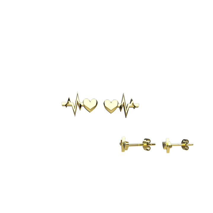 Heartbeat Design Stud Earrings