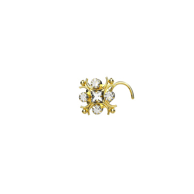 Crystal Clear Gold Plated Nose Stud