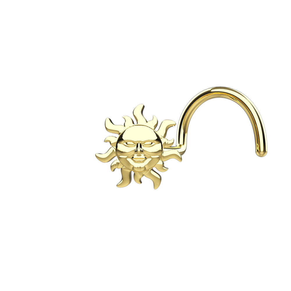 Sun face nose ring gold