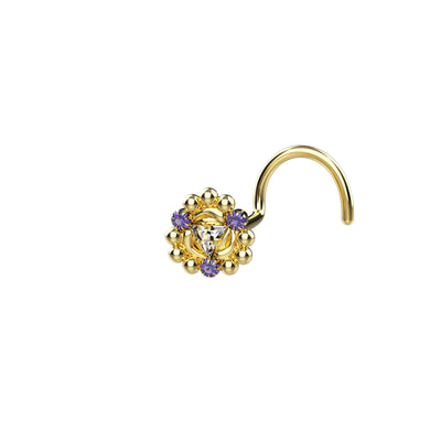amethyst gemstone gold nose ring