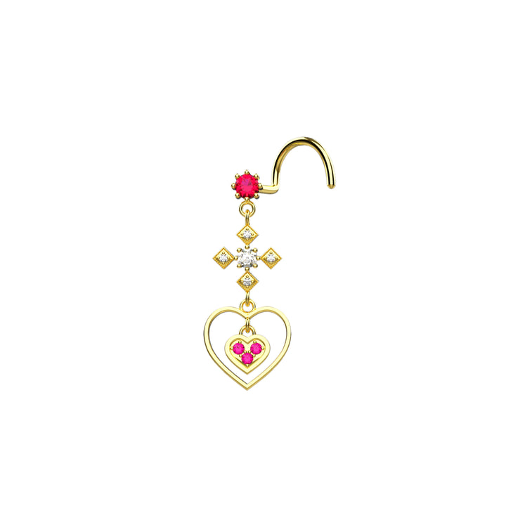 Cross Heart  Dangle Nose Ring