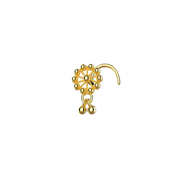 dangling ball gold nose stud