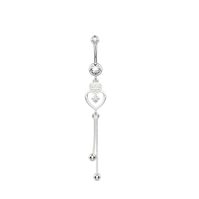 14G Dangling Chain with Heart Belly Button Ring
