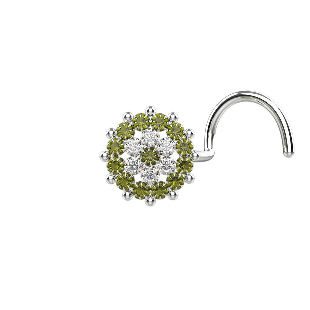 Peridot & clear nose jewelry silver 