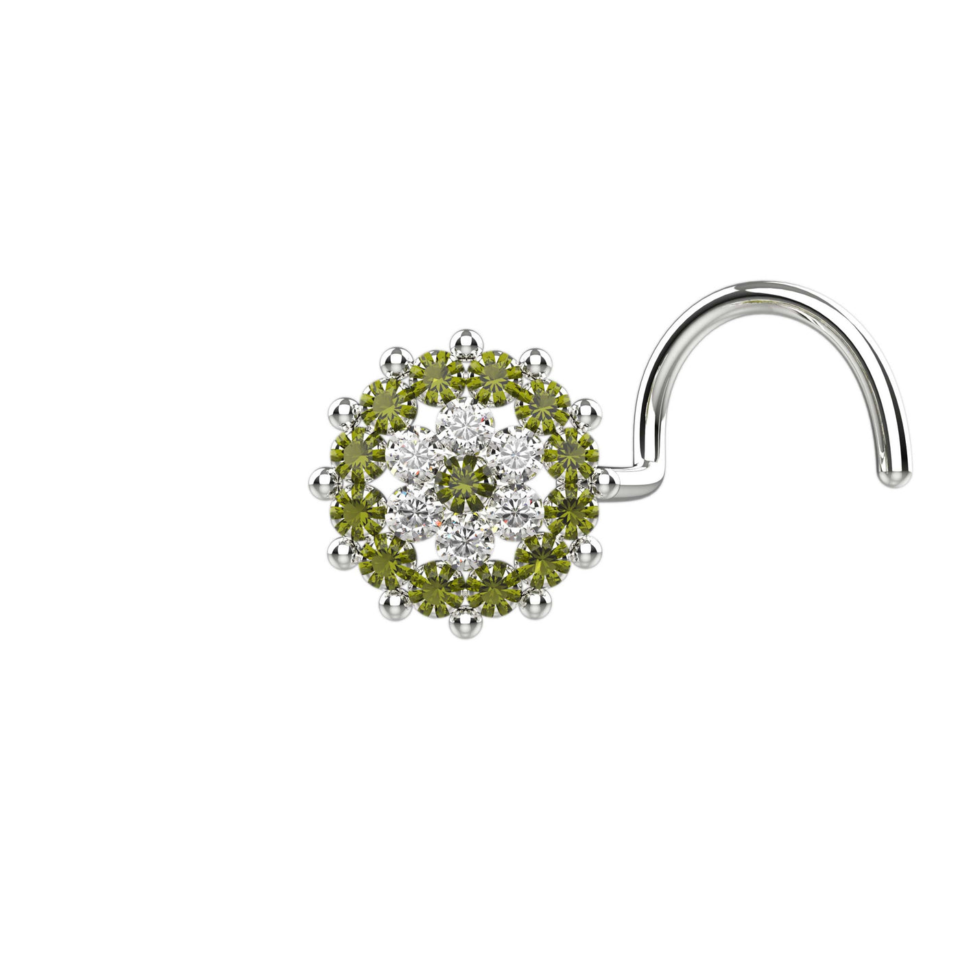 Peridot & clear nose jewelry silver 