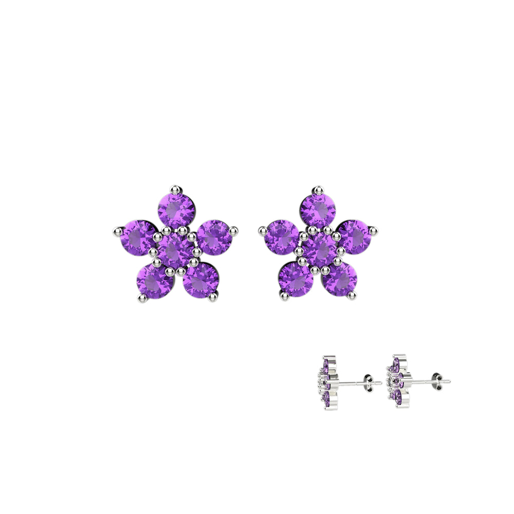 Amethyst flower earrings – elegant stud design