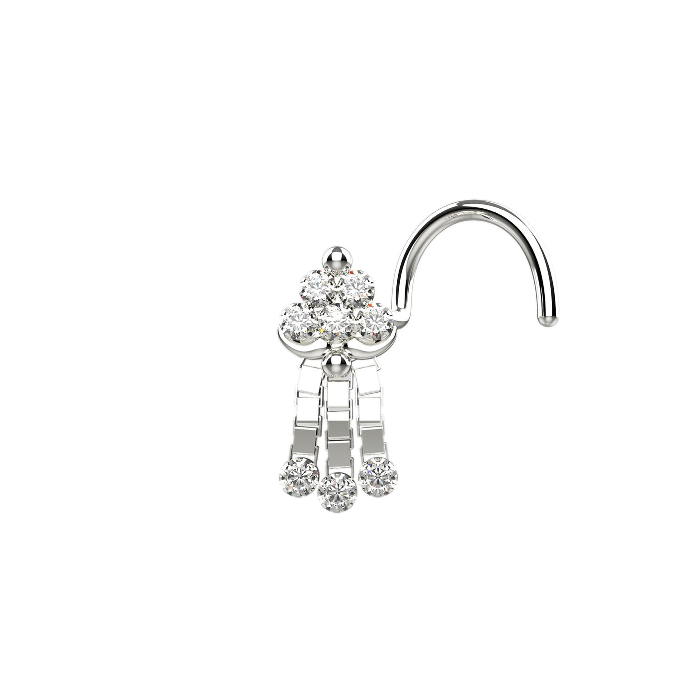 crystal clear diamond gems nose pin