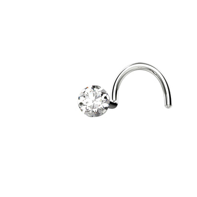 3MM Crystal Clear Prong Nose Stud
