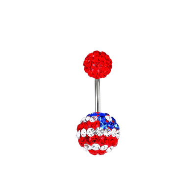 Amreican Flag Crystal Belly Ring