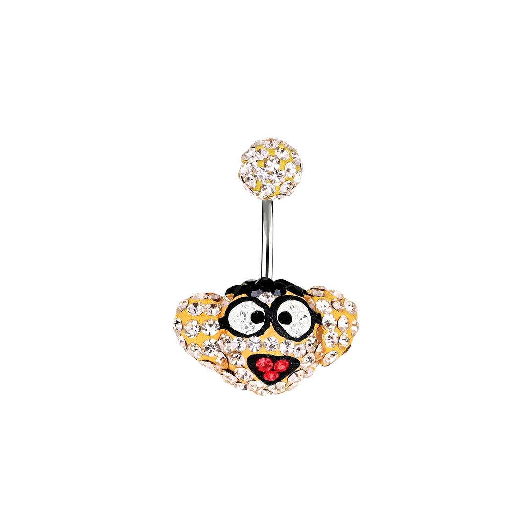 Owl Faced Rhinestone Belly Button Ring