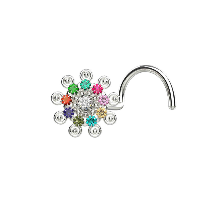 Flower silver nose stud