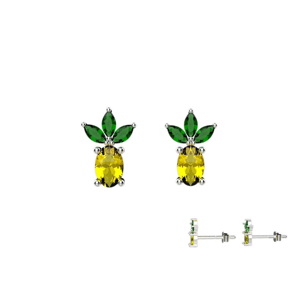 Yellow gemstone studs – minimalist citrine earrings