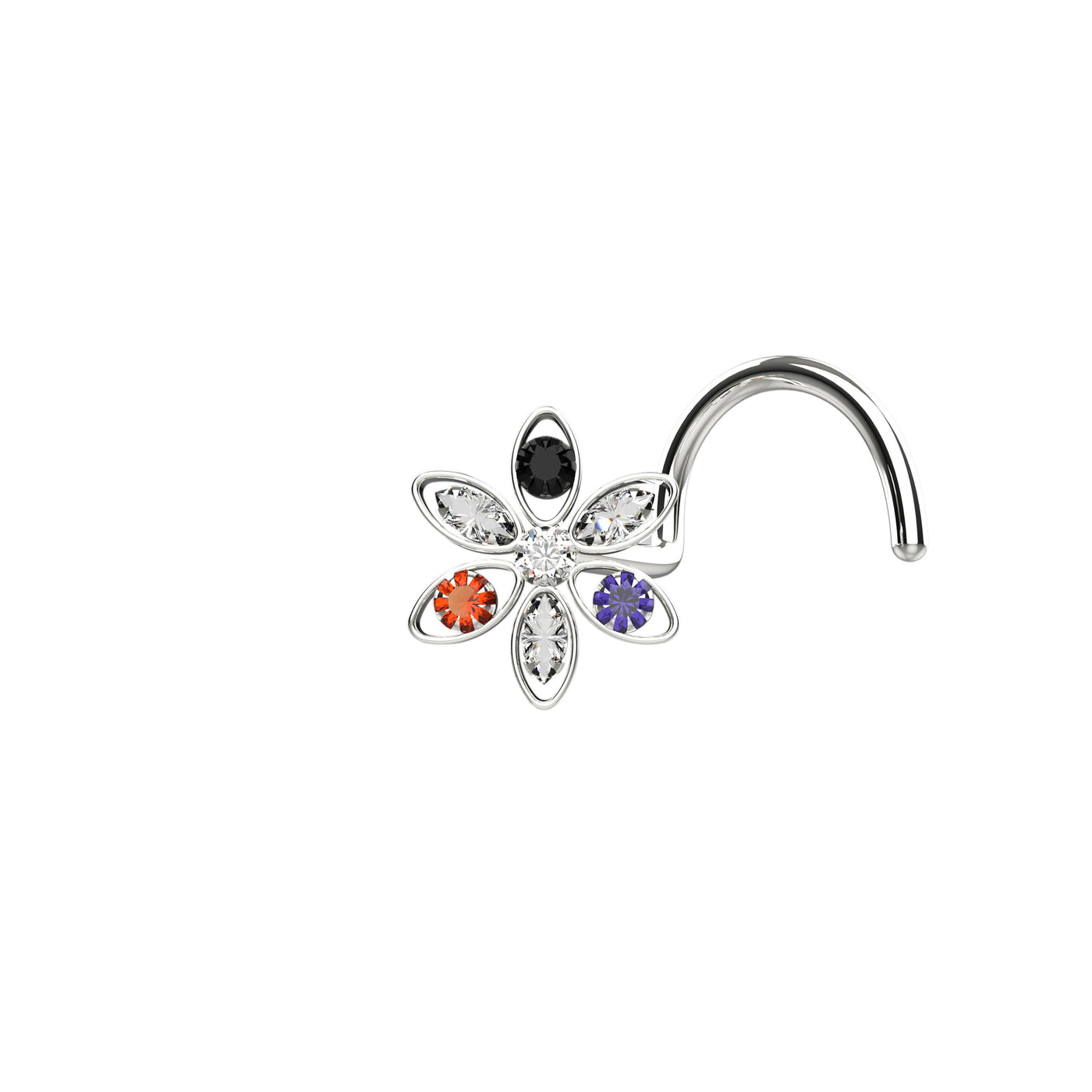 leaf diamond silver nose rings
