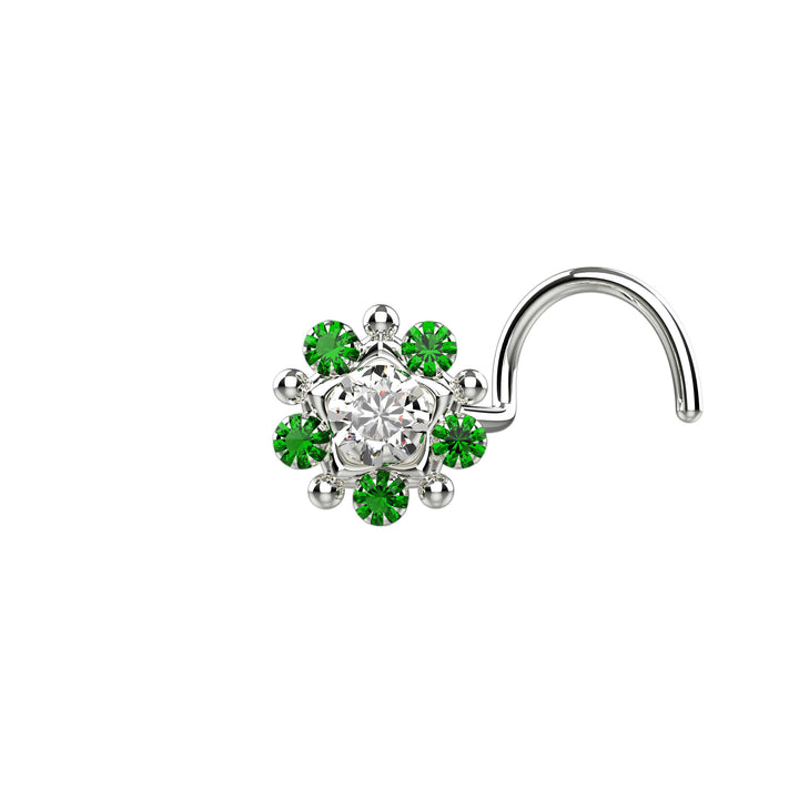 Elegant flower nose studs silver 