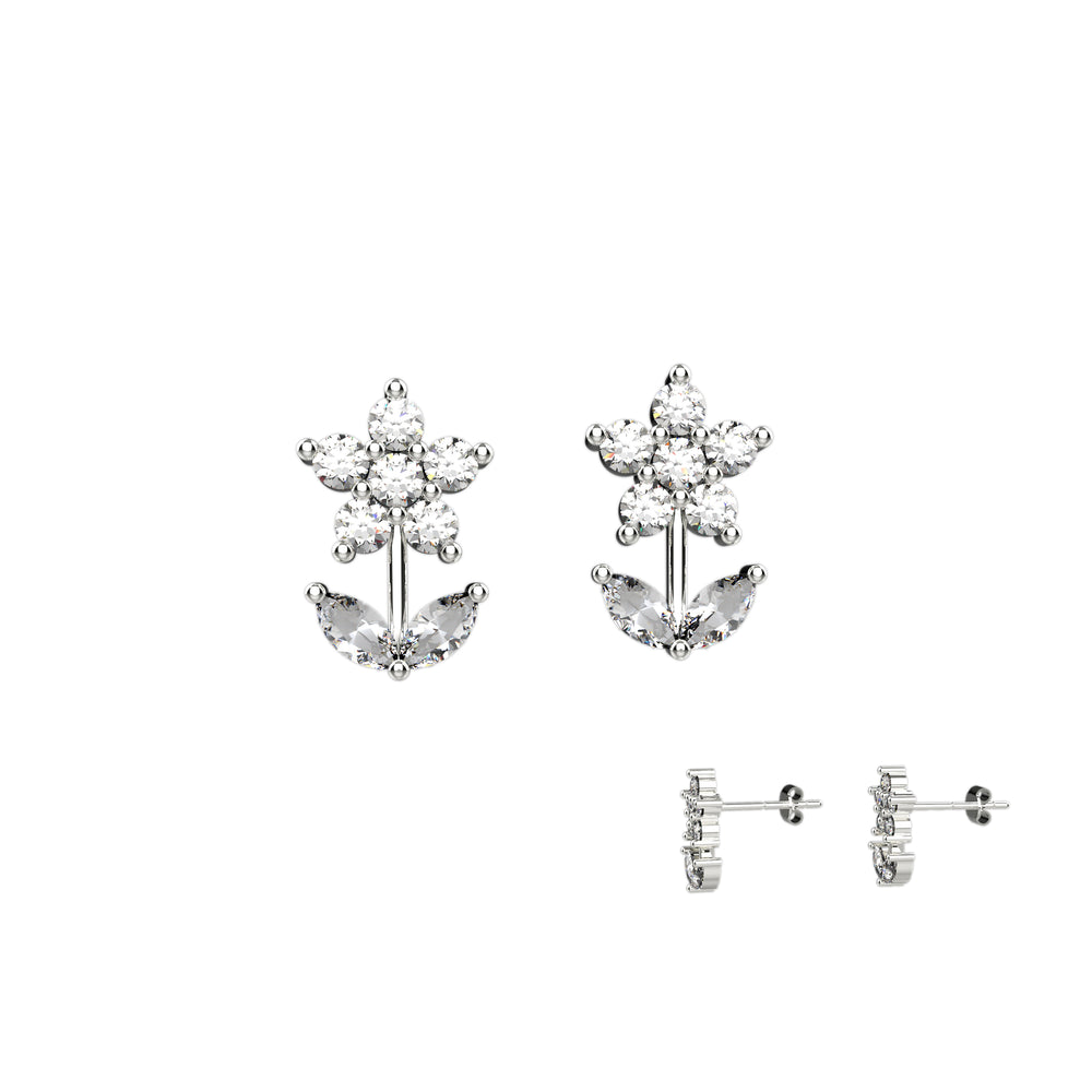 Dainty silver earrings with colorful beads