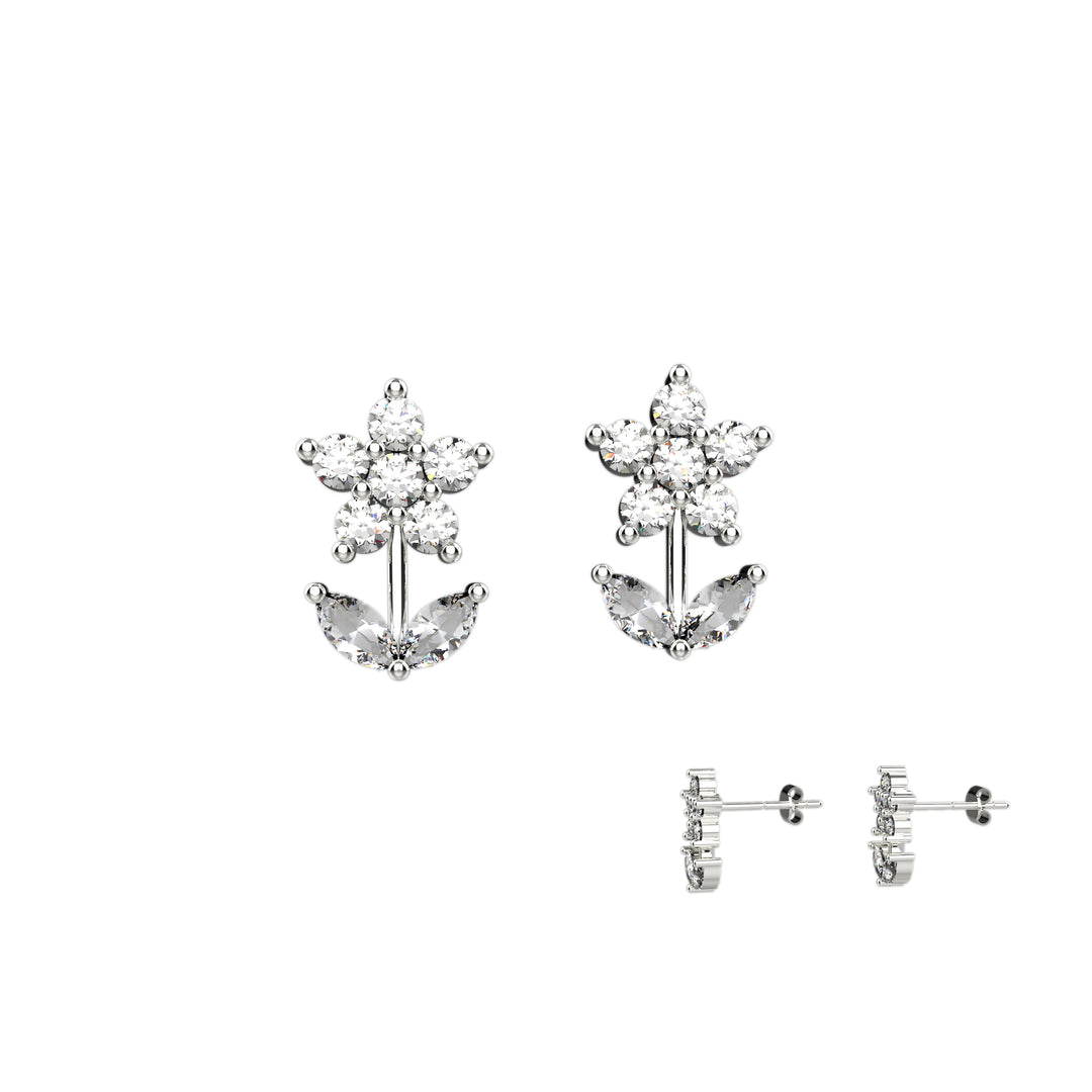 Dainty silver earrings with colorful beads